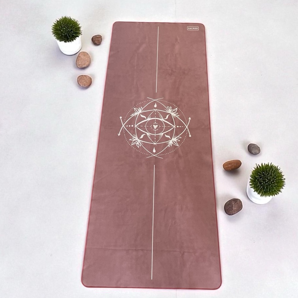 Sacred Travel & Hot Yoga Mat Dusty Rose Vegan Suede